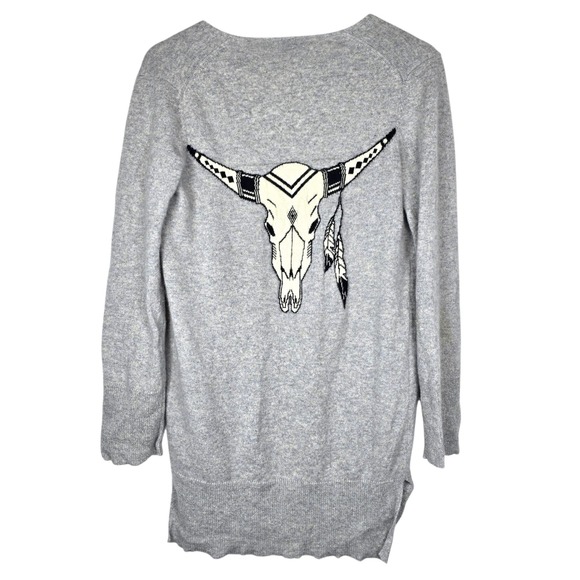 Skull Cashmere Sweaters - 360 Skull Cashmere Cardigan Kenya Sweater Womens XS Gray Boho Cowgirl